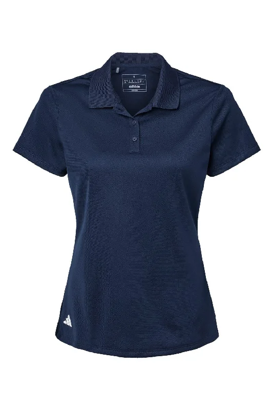 Adidas Womens UV Protection Short Sleeve Polo Shirt - Collegiate Navy Blue - NEW