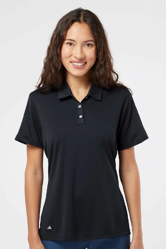 Adidas Womens Performance UPF 50+ Short Sleeve Polo Shirt - Black - NEW