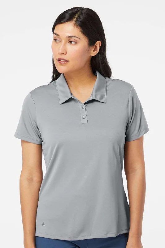 Adidas Womens Performance UPF 50+ Short Sleeve Polo Shirt - Grey - NEW