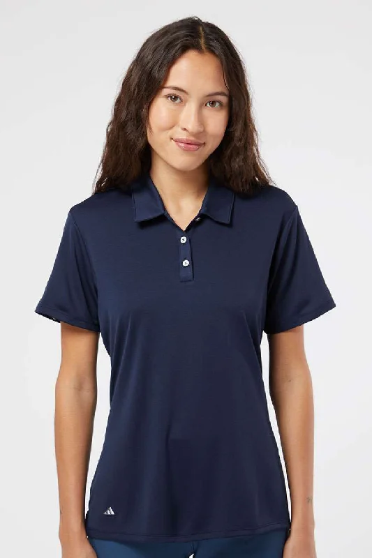 Adidas Womens Performance UPF 50+ Short Sleeve Polo Shirt - Navy Blue - NEW