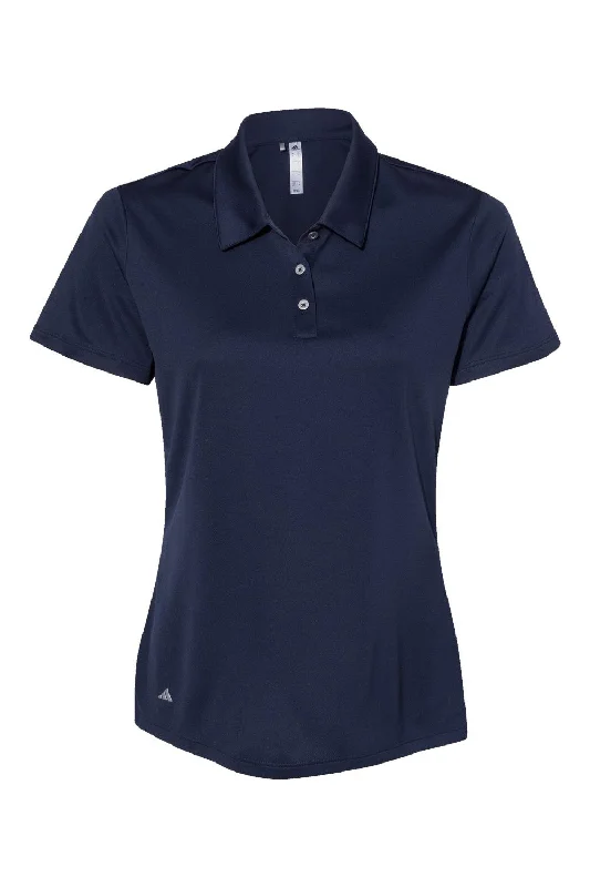 Adidas Womens Performance UPF 50+ Short Sleeve Polo Shirt - Navy Blue - NEW