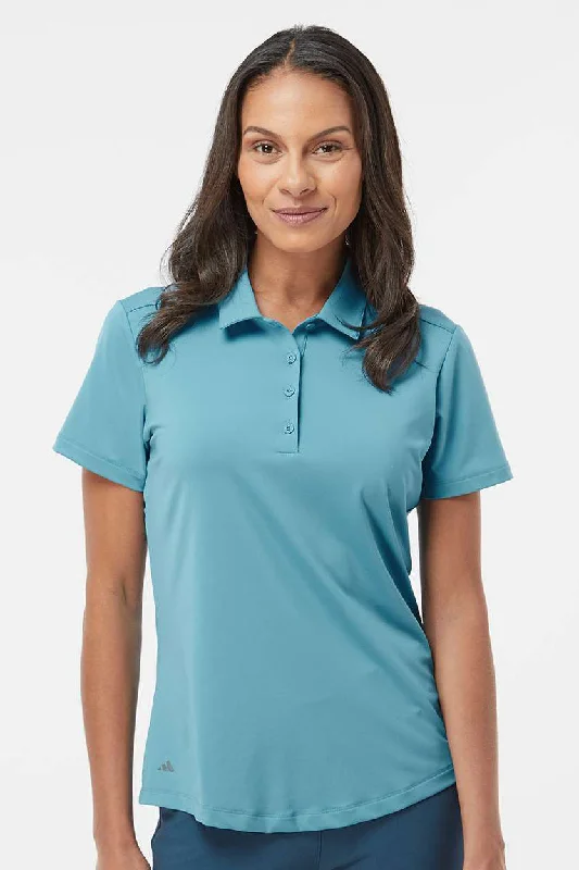 Adidas Womens Ultimate Moisture Wicking Short Sleeve Polo Shirt - Hazy Blue - NEW