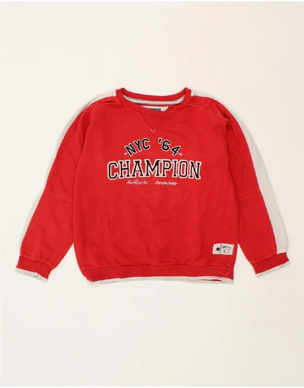 CHAMPION Boys Graphic Sweatshirt Jumper 9-10 Years Medium  Red Cotton