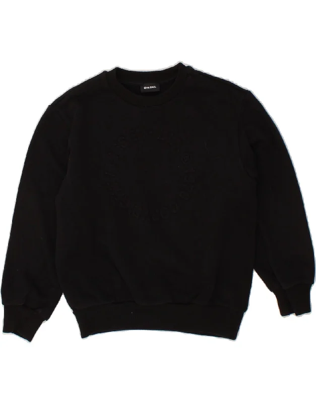 DIESEL Boys Graphic Sweatshirt Jumper 9-10 Years  Black Cotton