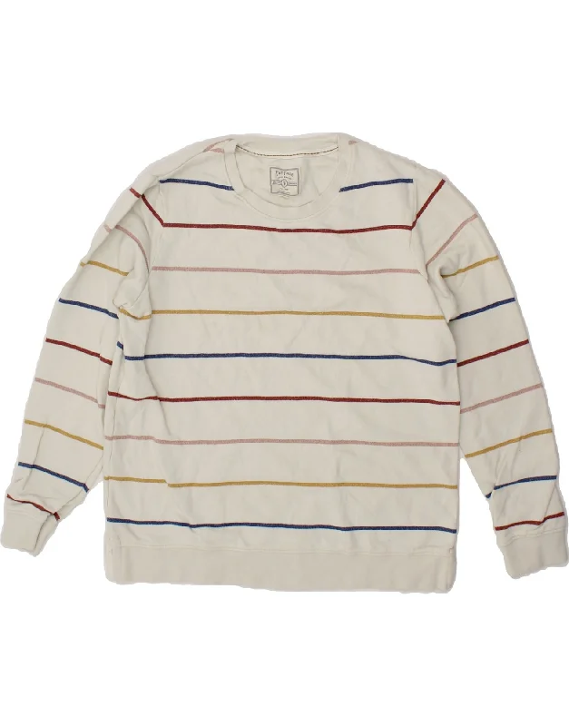 FAT FACE Mens Sweatshirt Jumper Medium White Striped Cotton