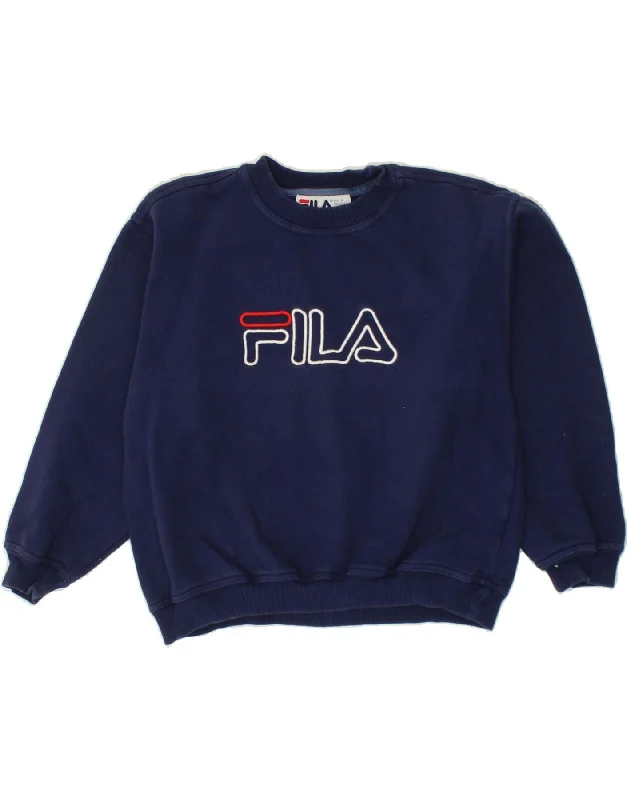 FILA Boys Graphic Sweatshirt Jumper 10-11 Years  Navy Blue Cotton