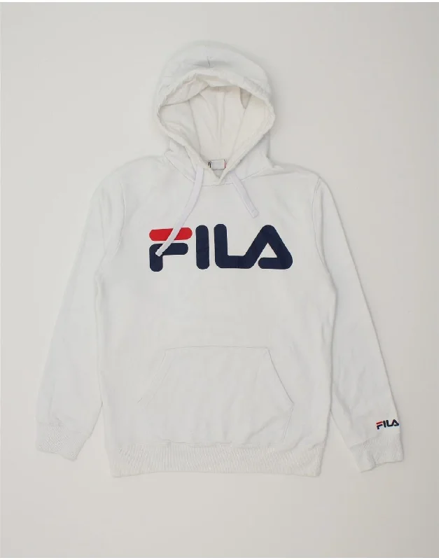 FILA Mens Graphic Hoodie Jumper Medium White Cotton