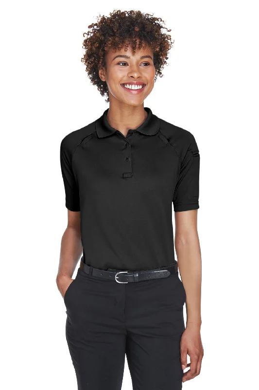 Harriton Womens Advantage Tactical Moisture Wicking Short Sleeve Polo Shirt - Black