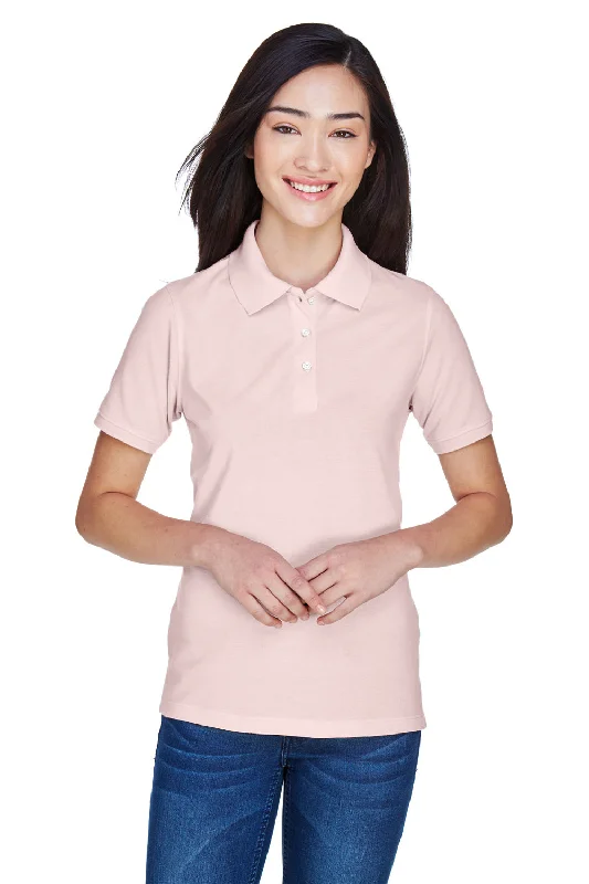 Harriton Womens Easy Blend Wrinkle Resistant Short Sleeve Polo Shirt - Blush Pink