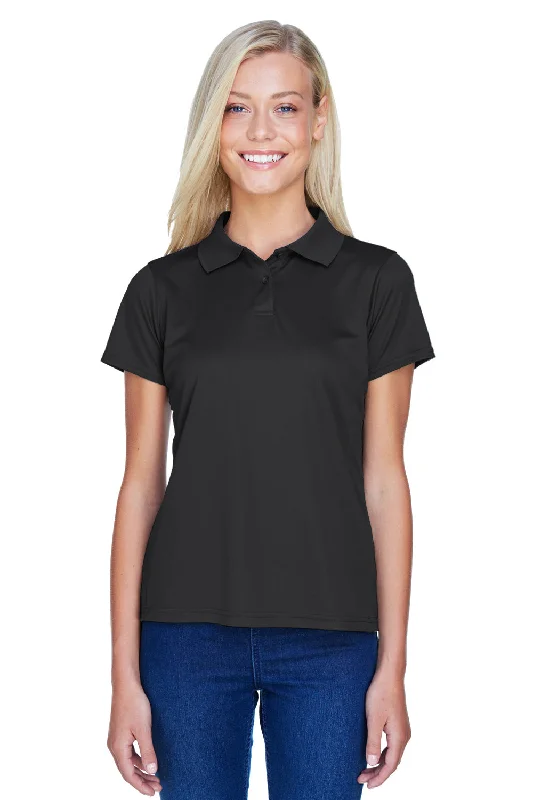 Harriton Womens Polytech Moisture Wicking Short Sleeve Polo Shirt - Black