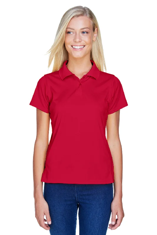 Harriton Womens Polytech Moisture Wicking Short Sleeve Polo Shirt - Red