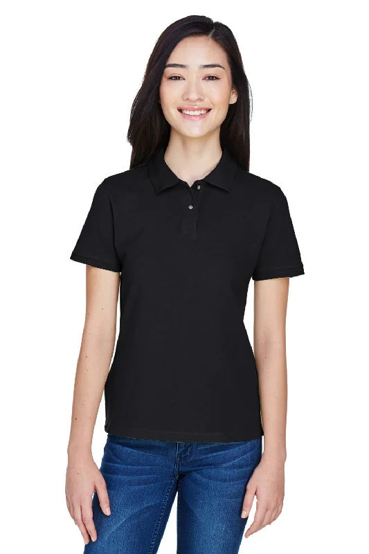 Harriton Womens Short Sleeve Polo Shirt - Black