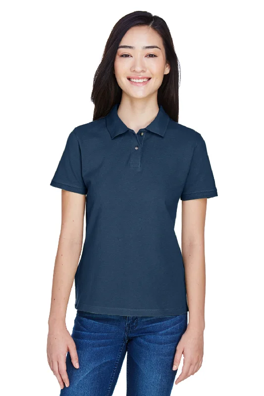 Harriton Womens Short Sleeve Polo Shirt - Navy Blue