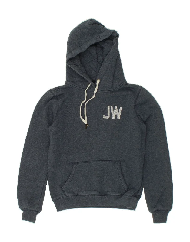 JACK WILLS Womens Graphic Hoodie Jumper UK 10 Small  Navy Blue Cotton