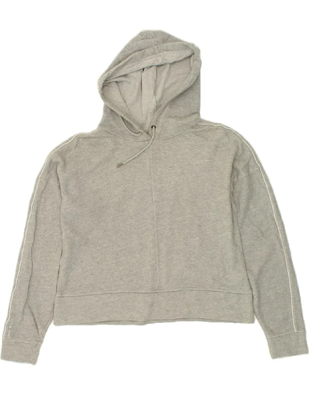 JACK WILLS Womens Oversized Crop Hoodie Jumper UK 16 Large  Grey Cotton