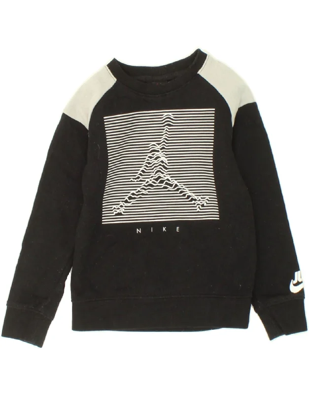 JORDAN Boys Graphic Sweatshirt Jumper 3-4 Years XS  Black Colourblock