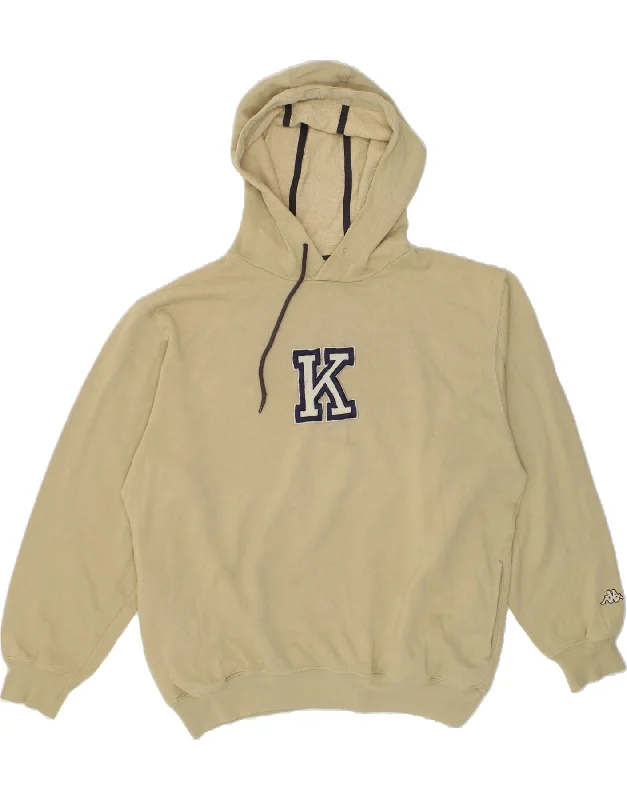 KAPPA Mens Graphic Hoodie Jumper Large Beige Cotton