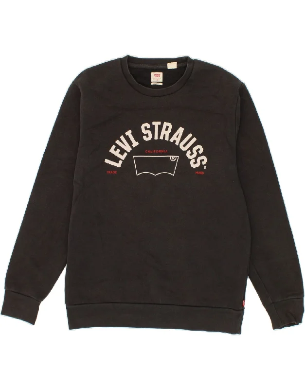 LEVI'S Mens Standard Fit Graphic Sweatshirt Jumper Medium Black Cotton