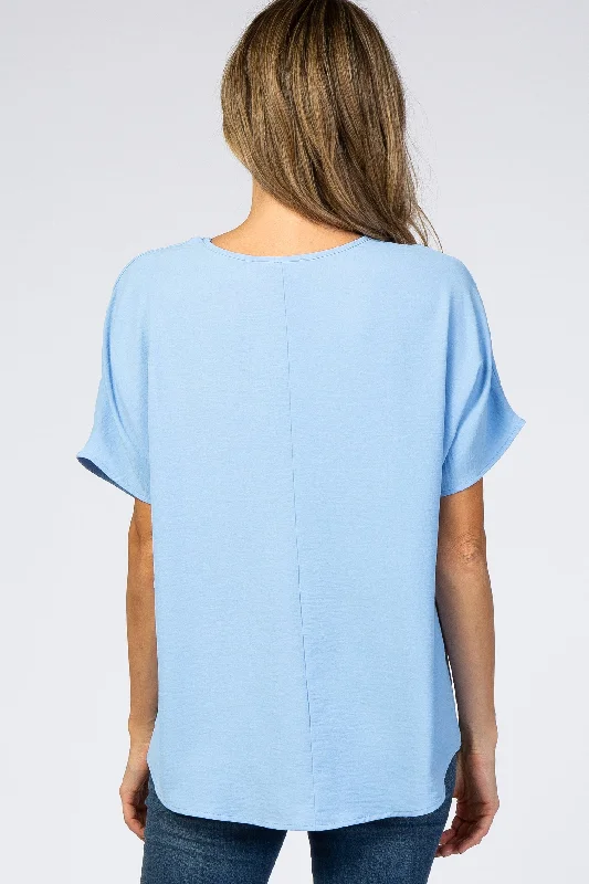 Light Blue Short Sleeve Blouse