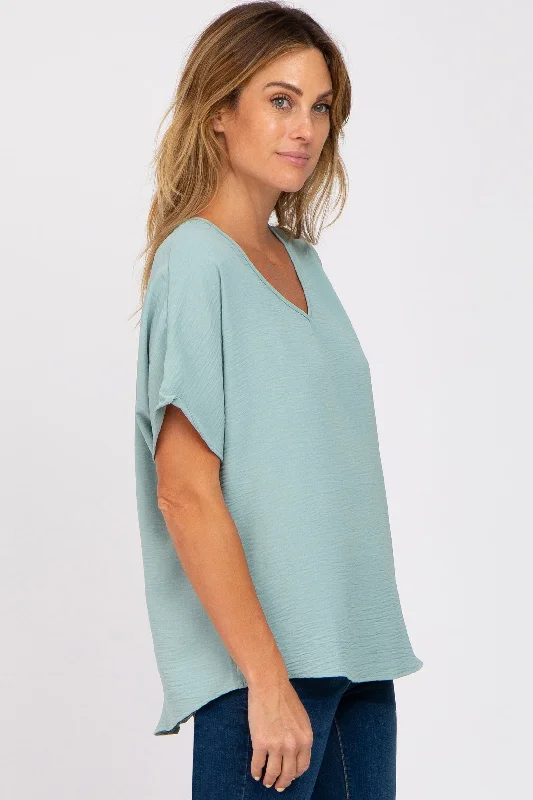 Light Jade Short Sleeve Blouse