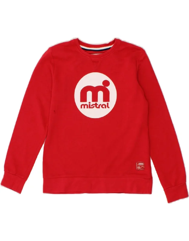 MISTRAL Boys Graphic Sweatshirt Jumper 7-8 Years Red Cotton