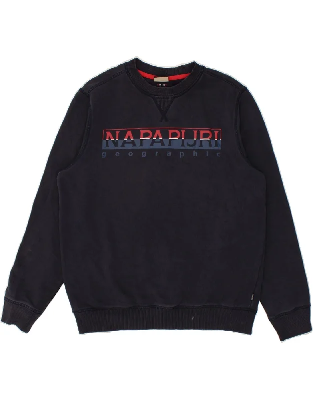 NAPAPIJRI Mens Graphic Sweatshirt Jumper Medium Navy Blue