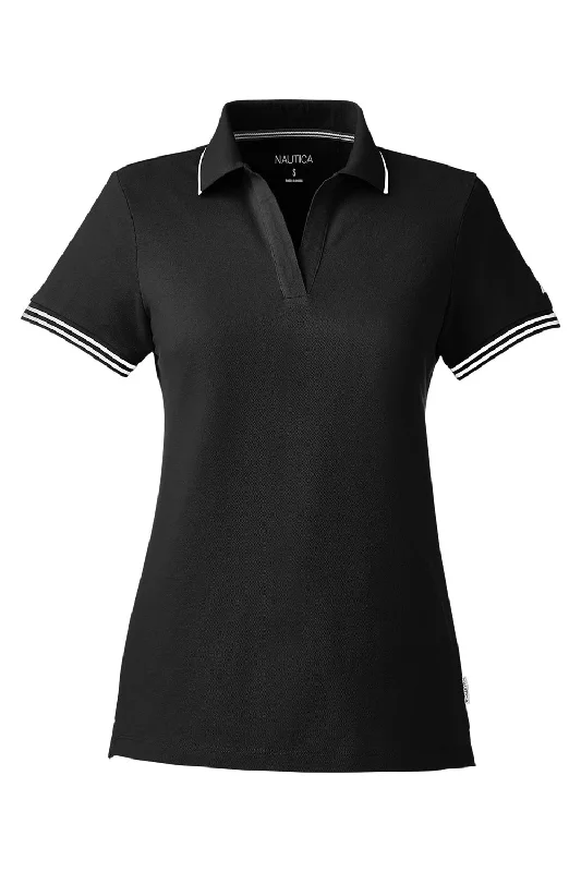 Nautica Womens Desk Short Sleeve Polo Shirt - Black/White