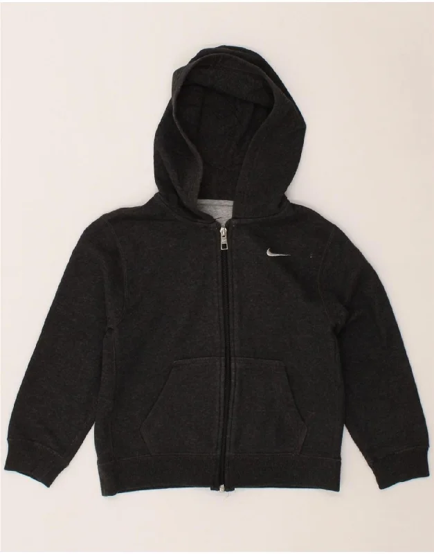 NIKE Boys Zip Hoodie Sweater 6-7 Years Large Grey