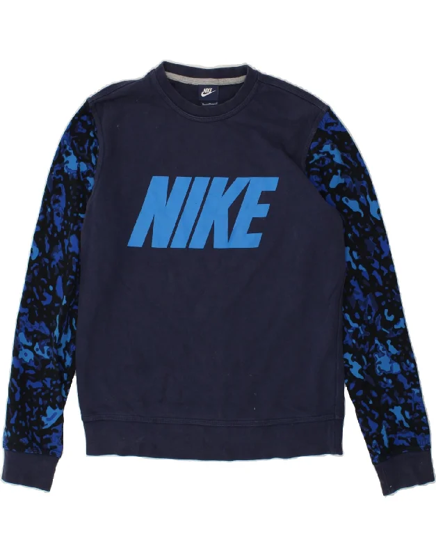 NIKE Mens Graphic Sweatshirt Jumper Medium Navy Blue Camouflage