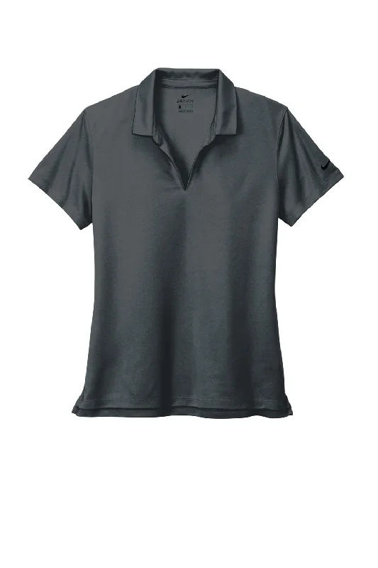 Nike Womens Dri-Fit Moisture Wicking Micro Pique 2.0 Short Sleeve Polo Shirt - Anthracite Grey