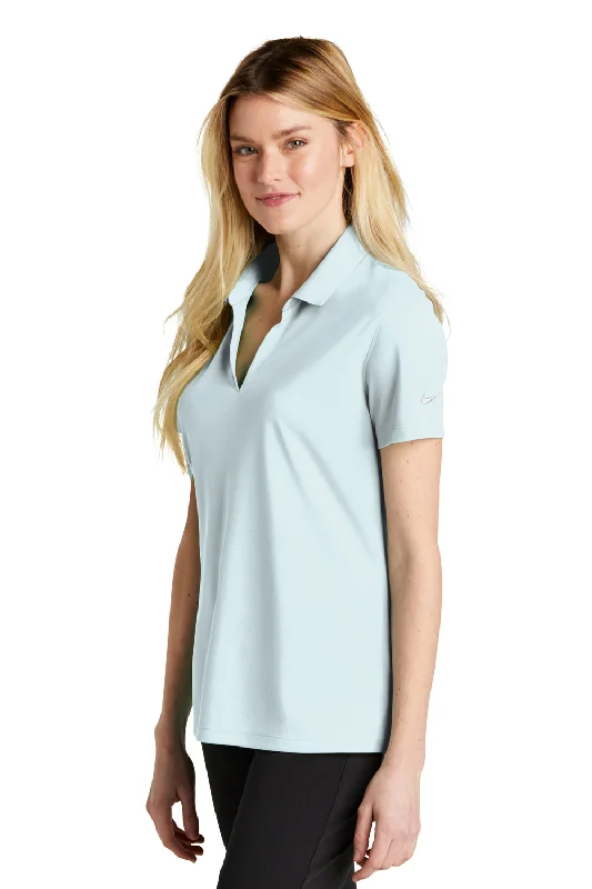 Nike Womens Dri-Fit Moisture Wicking Micro Pique 2.0 Short Sleeve Polo Shirt - Blue Tint