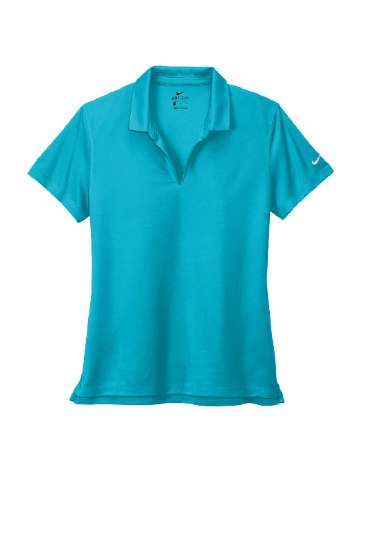 Nike Womens Dri-Fit Moisture Wicking Micro Pique 2.0 Short Sleeve Polo Shirt - Tidal Blue