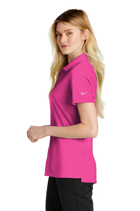 Nike Womens Dri-Fit Moisture Wicking Micro Pique 2.0 Short Sleeve Polo Shirt - Vivid Pink