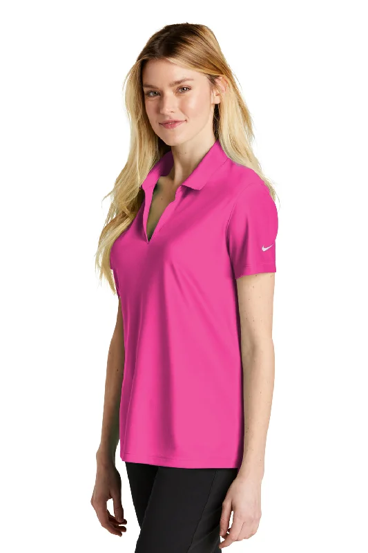 Nike Womens Dri-Fit Moisture Wicking Micro Pique 2.0 Short Sleeve Polo Shirt - Vivid Pink