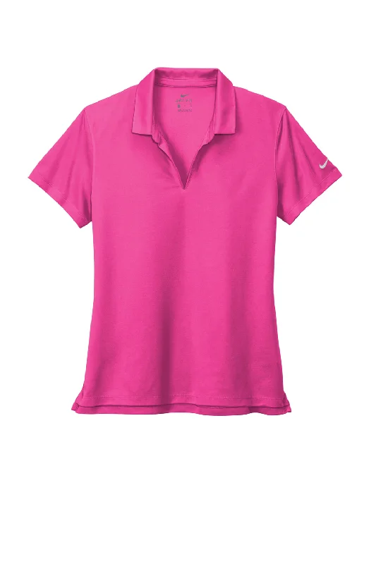 Nike Womens Dri-Fit Moisture Wicking Micro Pique 2.0 Short Sleeve Polo Shirt - Vivid Pink