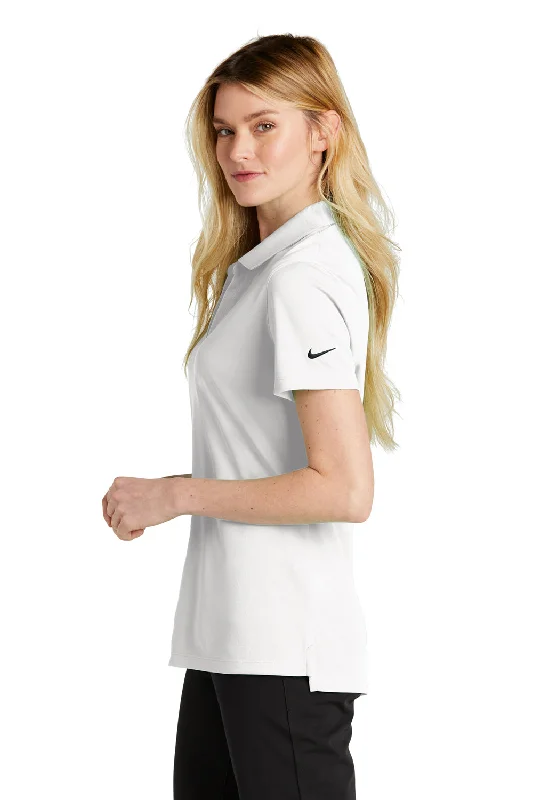 Nike Womens Dri-Fit Moisture Wicking Micro Pique 2.0 Short Sleeve Polo Shirt - White