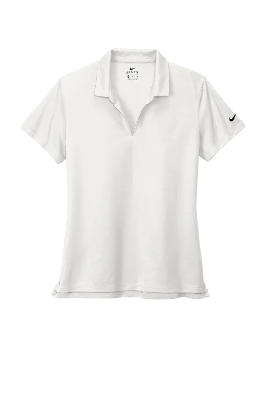 Nike Womens Dri-Fit Moisture Wicking Micro Pique 2.0 Short Sleeve Polo Shirt - White