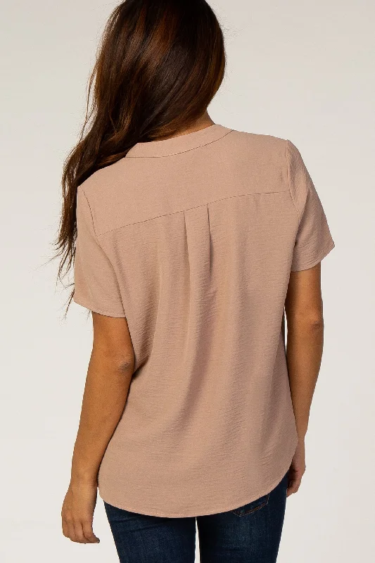 PinkBlush Mauve V-Neck Blouse