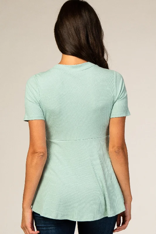 PinkBlush Sage Ribbed Button Accent Blouse