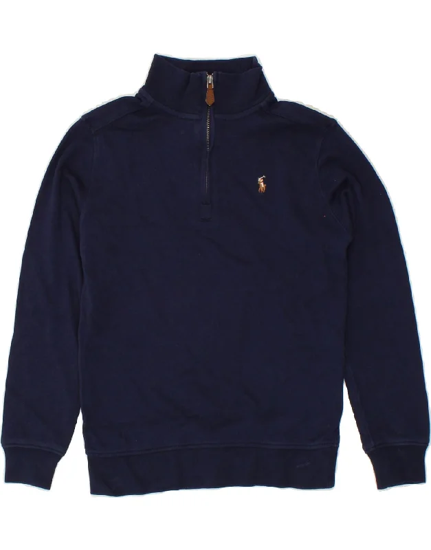 POLO RALPH LAUREN Boys Zip Neck Sweatshirt Jumper 6-7 Years Navy Blue