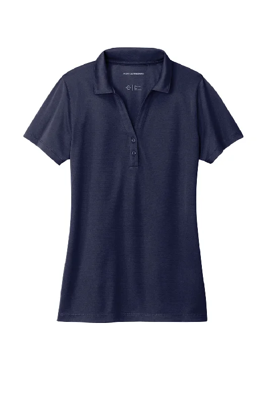 Port Authority Womens C-Free Performance Moisture Wicking Short Sleeve Polo Shirt - True Navy Blue