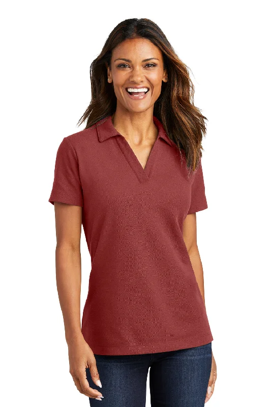 Port Authority Womens C-FREE Pique Short Sleeve Polo Shirt - Garnet Red