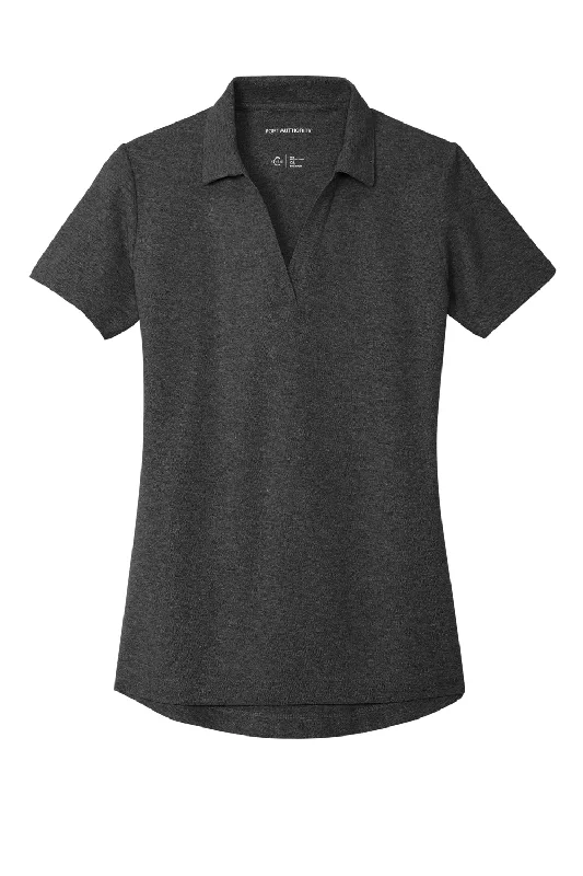 Port Authority Womens C-FREE Pique Short Sleeve Polo Shirt - Heather Charcoal Grey