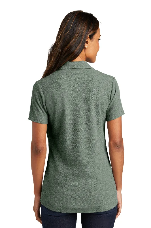 Port Authority Womens C-FREE Pique Short Sleeve Polo Shirt - Heather Dark Green