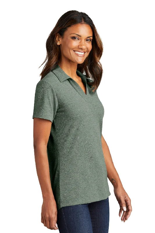 Port Authority Womens C-FREE Pique Short Sleeve Polo Shirt - Heather Dark Green