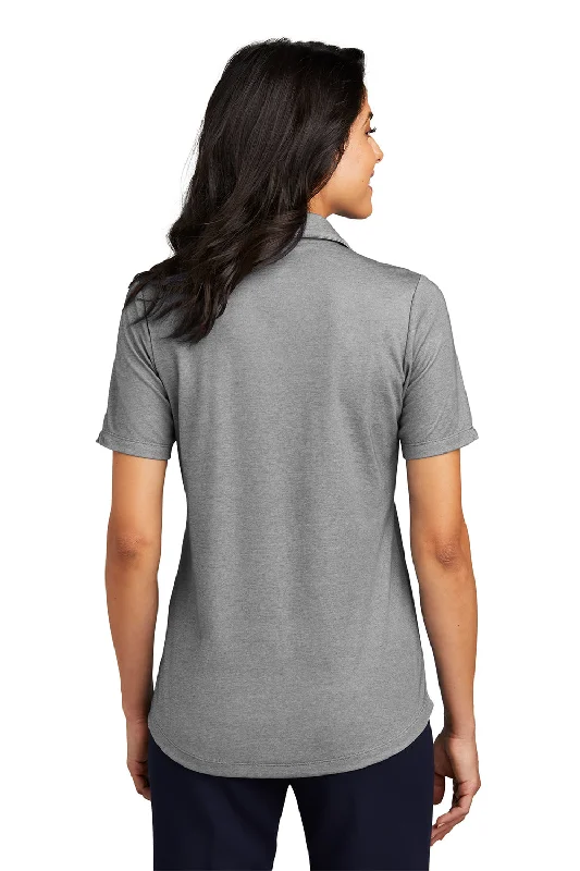 Port Authority Womens Moisture Wicking Fine Pique Short Sleeve Polo Shirt - Heather Charcoal Grey