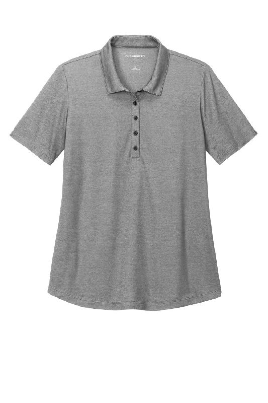 Port Authority Womens Moisture Wicking Fine Pique Short Sleeve Polo Shirt - Heather Charcoal Grey