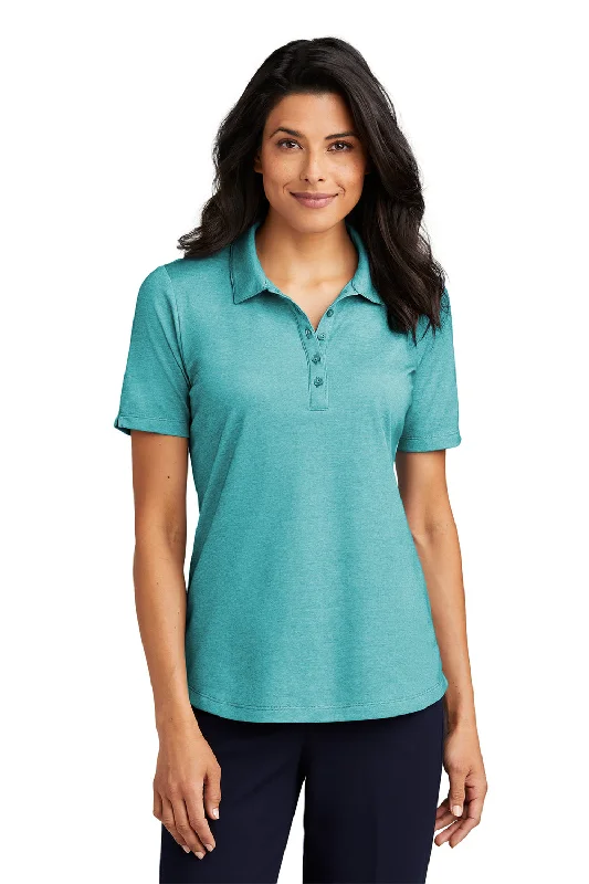 Port Authority Womens Moisture Wicking Fine Pique Short Sleeve Polo Shirt - Heather Dark Teal