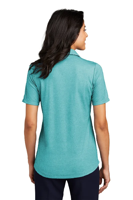 Port Authority Womens Moisture Wicking Fine Pique Short Sleeve Polo Shirt - Heather Dark Teal