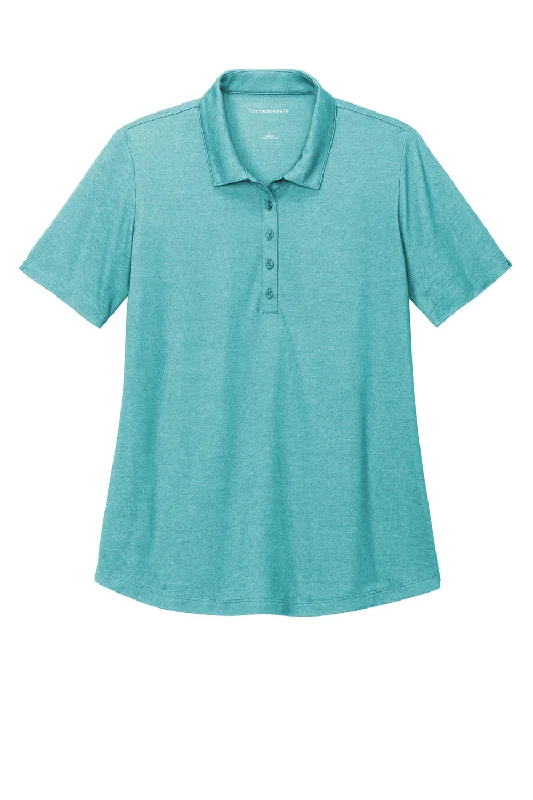 Port Authority Womens Moisture Wicking Fine Pique Short Sleeve Polo Shirt - Heather Dark Teal